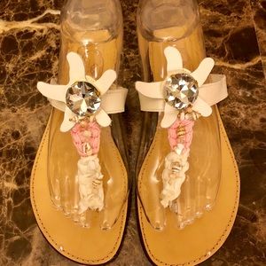 NEW-GREEK Leather Sandals Embellished-Sz/38EU